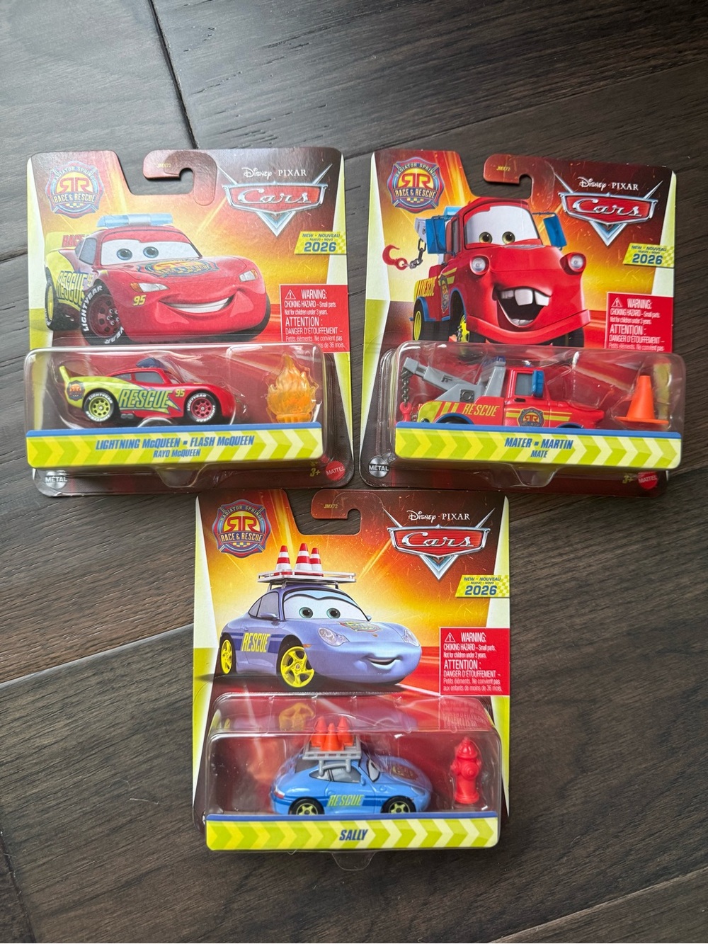 Mattel Disney Pixar Cars 20th Anniversary Race & Rescue Lightning, Mater, Sally